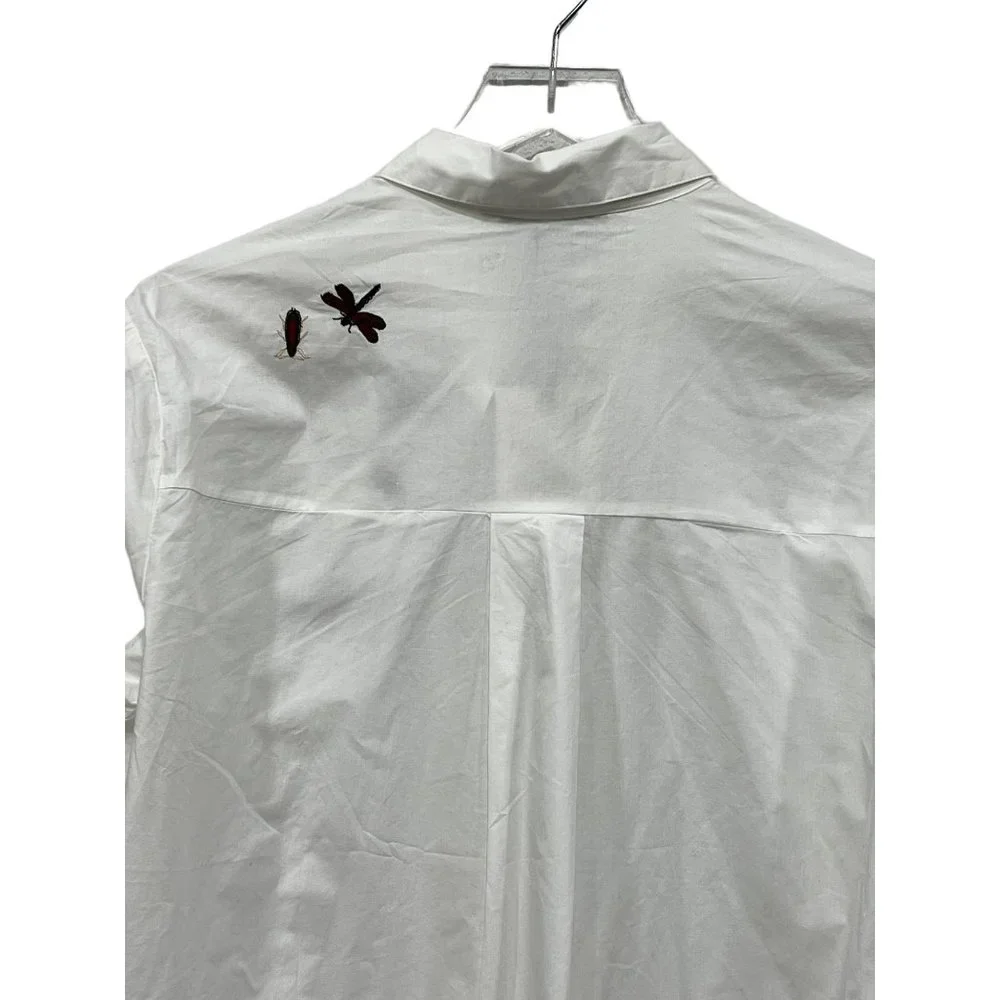 Embroidered Insect White Women's Top - Picture 7 of 9
